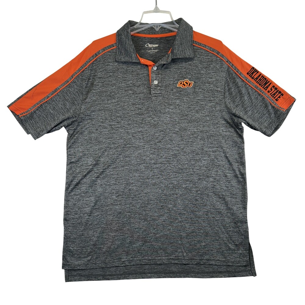 Oklahoma State Cowboys Polo Shirt Mens Large Gray NCAA Football Chiliwear